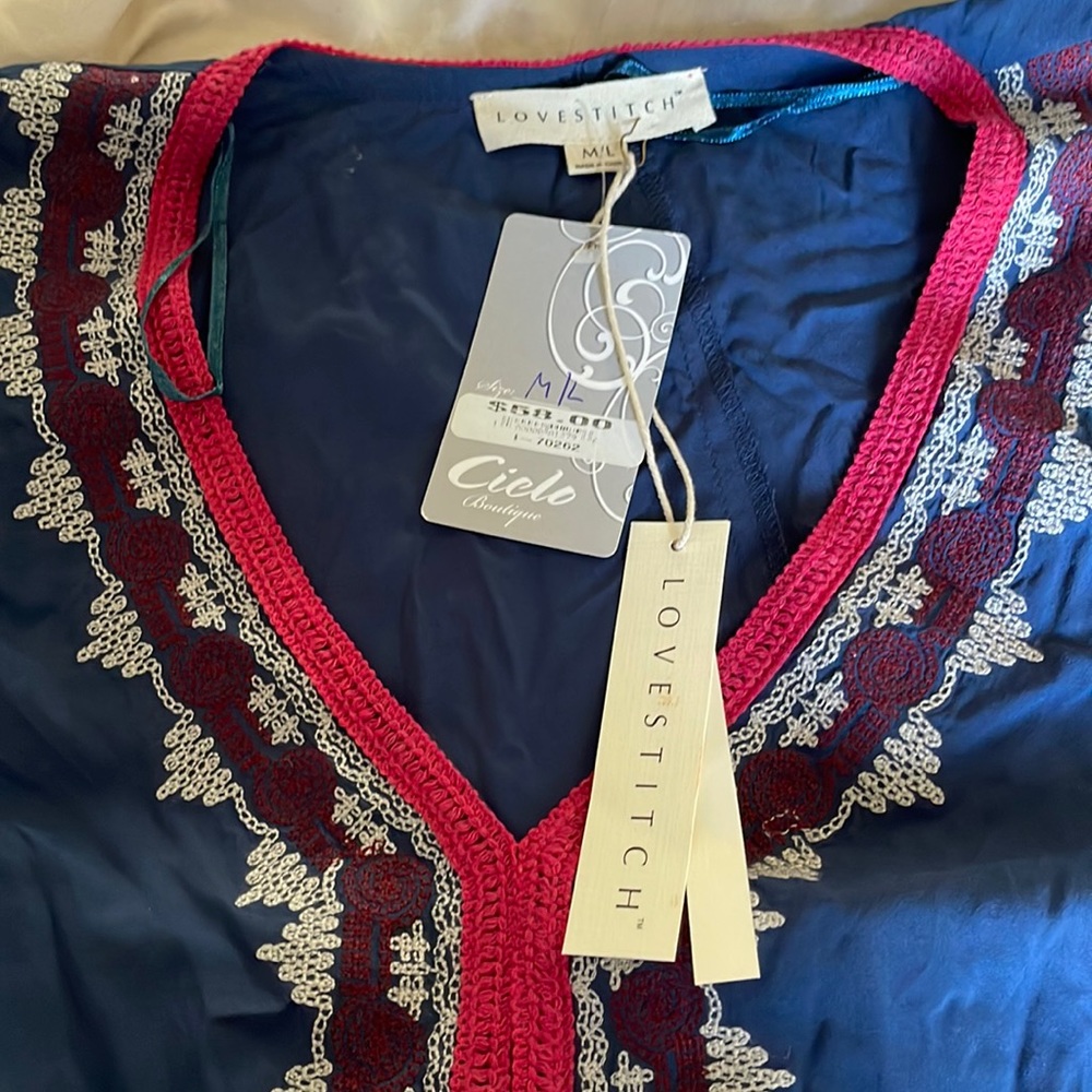 Love stitch coverup navy with embroidery